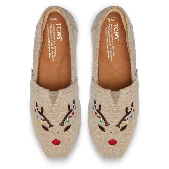 Toms Shoes - TOMS Embroidered Reindeer Seasonal Classic Alpargata - 6.5